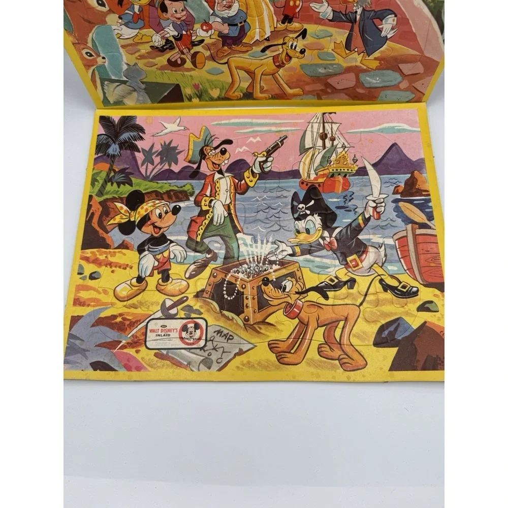 2 Vintage 1962 Jaymar Walt Disney Inlaid Jigsaw Puzzle‎ Snow White & Pirates